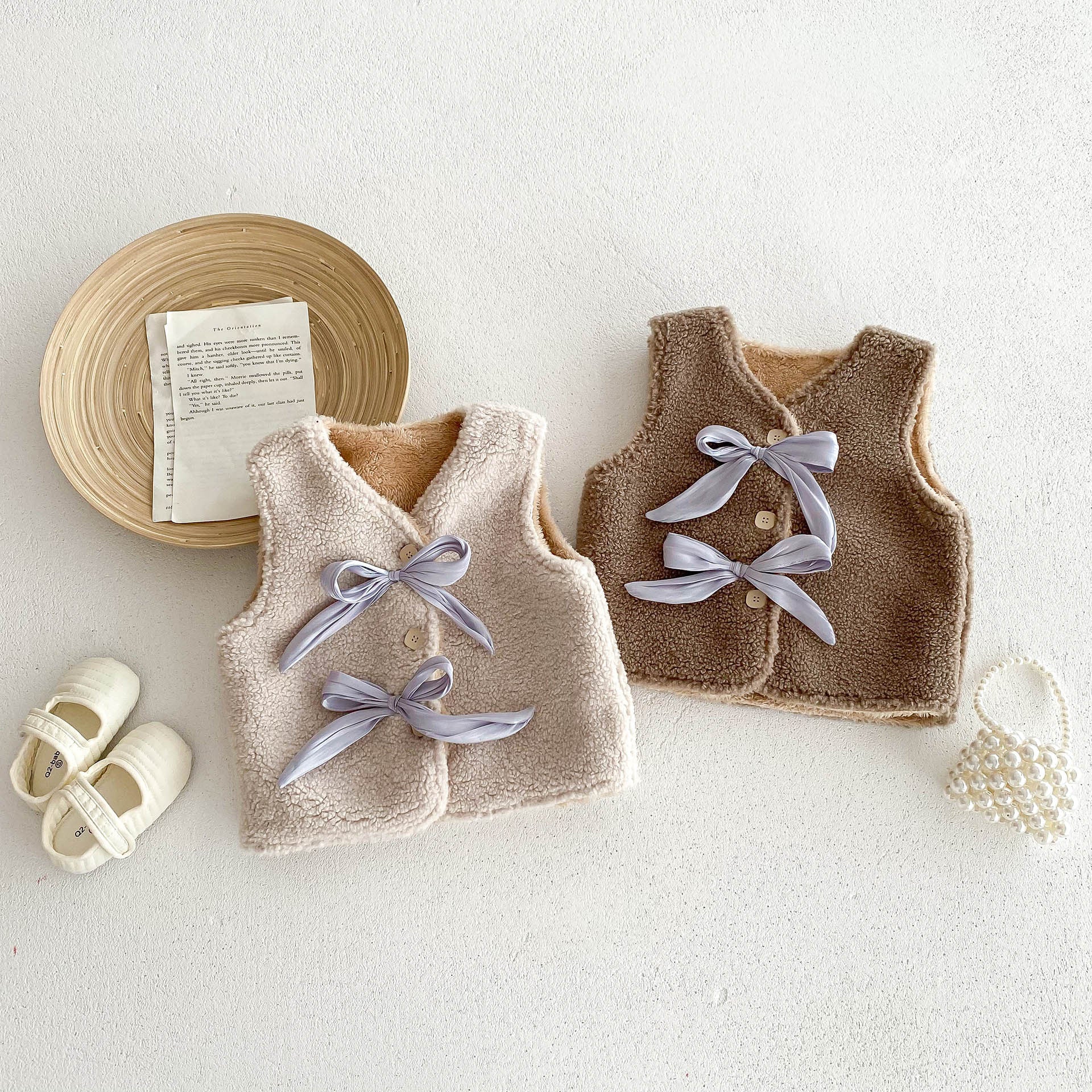 Adorable Infant Baby Girls Fleece Sleeveless Single Breasted Sweater