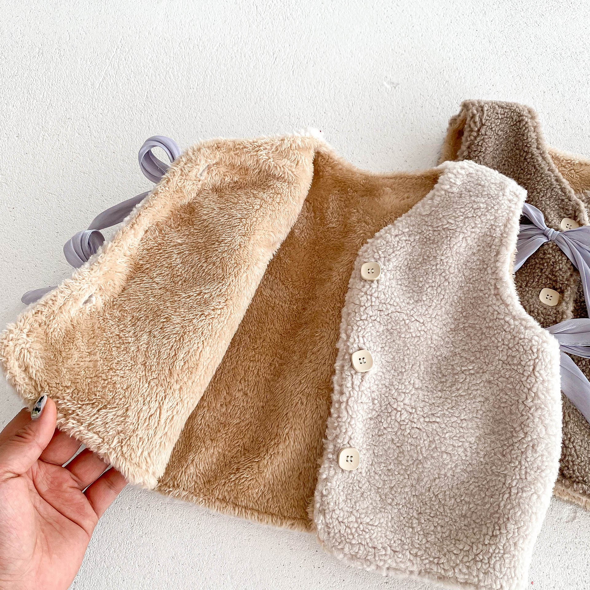 Adorable Infant Baby Girls Fleece Sleeveless Single Breasted Sweater