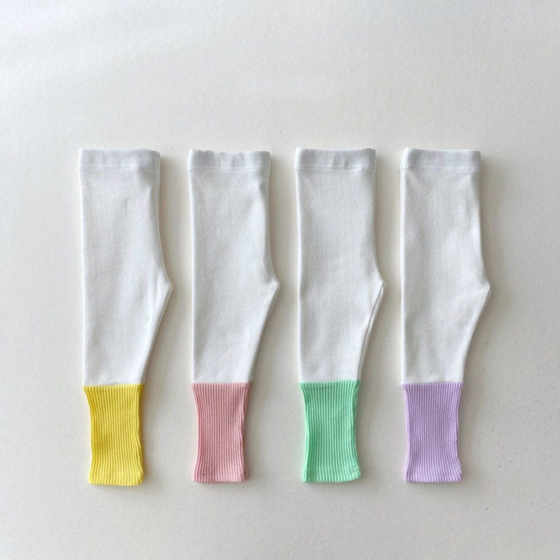 Baby Girl Candy Color Patchwork Design Tight Bottom Pants In Spring &