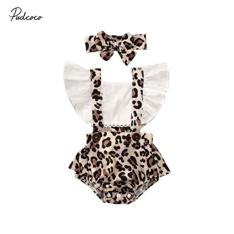 Baby Leopard Jumpsuit Set &amp; Headband