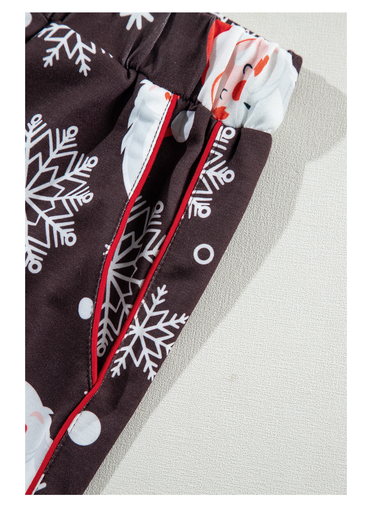 White Printed Christmas Santa Claus Print Shirt and Pants Pajama Set