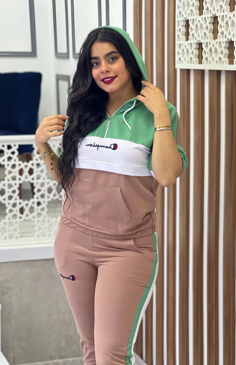 Short Sleeved Drawstring Zipper &amp; Jogger Pants Set