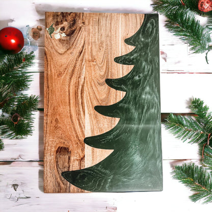 Christmas Serving Board Marble &amp; Wood