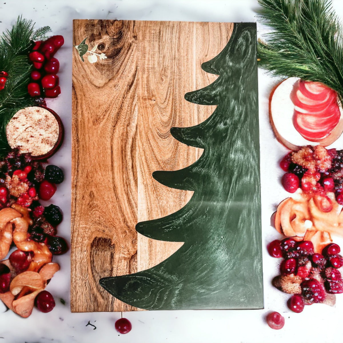 Christmas Serving Board Marble &amp; Wood