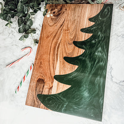 Christmas Serving Board Marble &amp; Wood