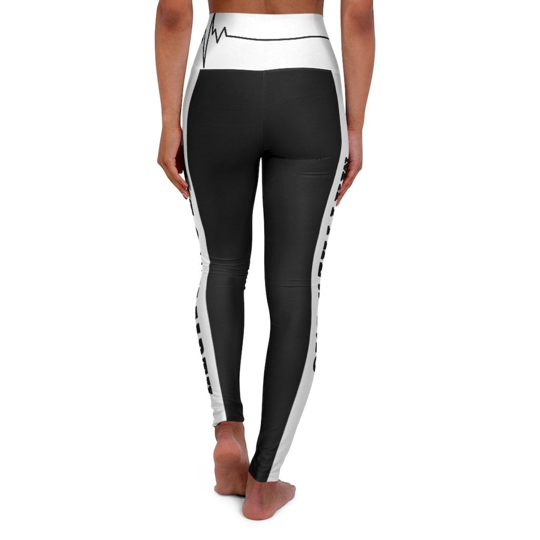 Womens High-waist Fitness Legging Yoga Pants, Black White Salt of the