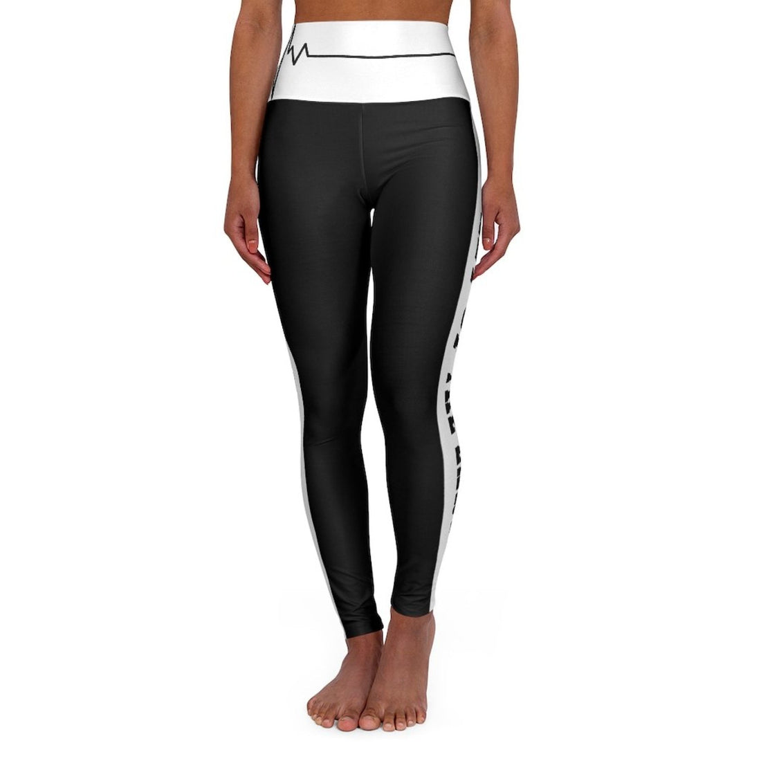 Womens High-waist Fitness Legging Yoga Pants, Black White Salt of the