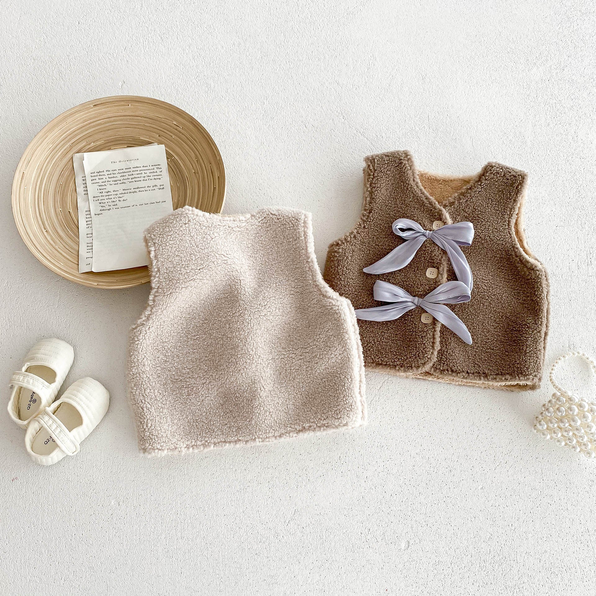 Adorable Infant Baby Girls Fleece Sleeveless Single Breasted Sweater