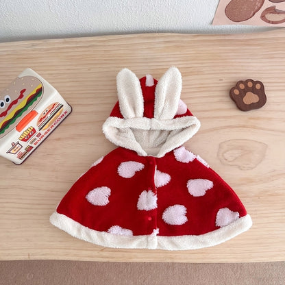 Autumn and Winter Baby Girl Cartoon Pattern Warm Cozy Fleece Cape