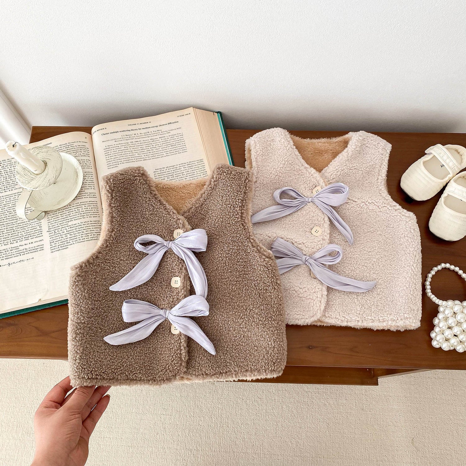 Adorable Infant Baby Girls Fleece Sleeveless Single Breasted Sweater