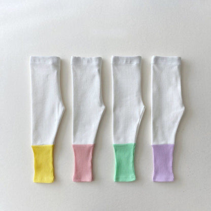 Baby Girl Candy Color Patchwork Design Tight Bottom Pants In Spring &amp;